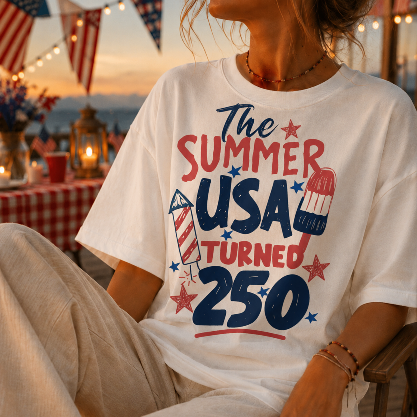 The Summer USA Turned 250 Shirt | Patriotic Fourth of July Graphic Tee | America 250 Celebration T-Shirt