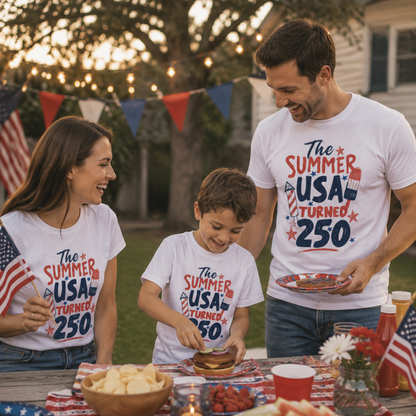 The Summer USA Turned 250 Shirt | Patriotic Fourth of July Graphic Tee | America 250 Celebration T-Shirt