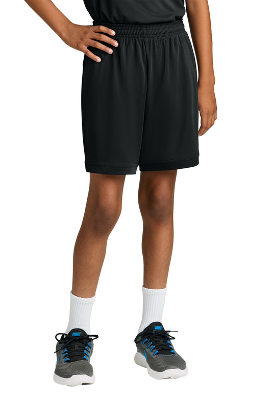 Sport-Tek Youth Club 5 Short - Black/ Black - front