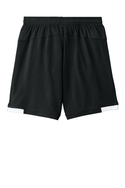 Sport-Tek Youth Club 5 Short - Black/ White - flat back