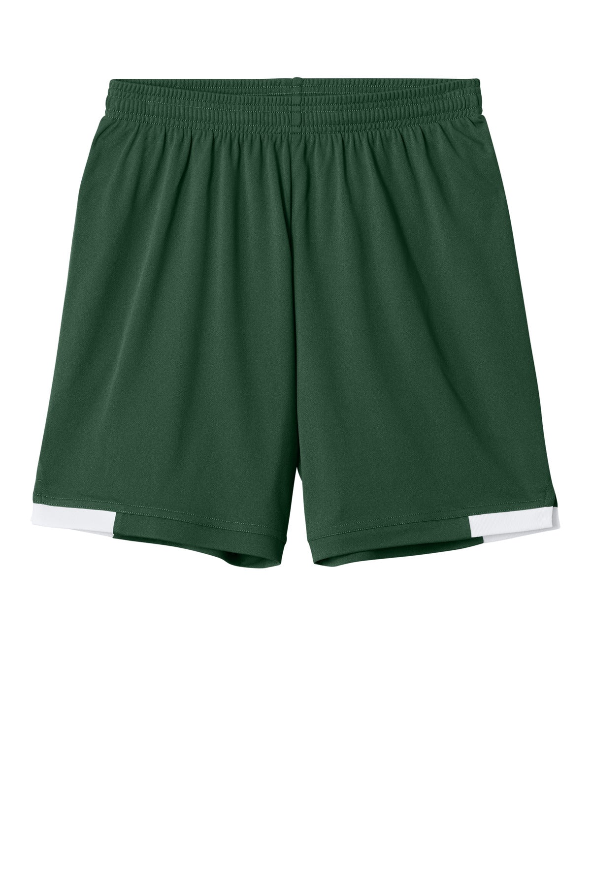 Sport-Tek Youth Club 5 Short - Forest Green/ White - flat front