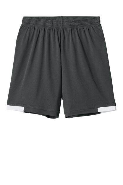 Sport-Tek Youth Club 5 Short - Iron Grey/ White - flat front
