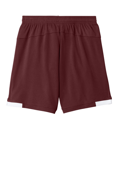 Sport-Tek Youth Club 5 Short - Maroon/ White - flat back