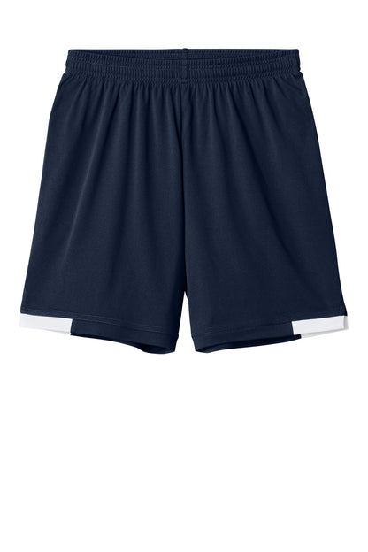 Sport-Tek Youth Club 5 Short - True Navy/ White - flat front