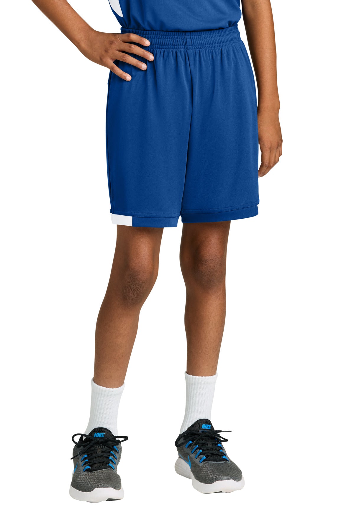 Sport-Tek Youth Club 5 Short - True Royal/ White - front
