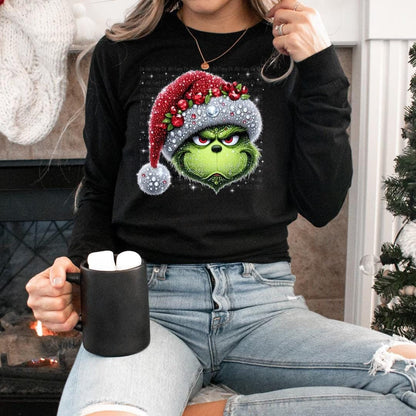 Sparkly Grinch Christmas Hoodie | Holiday Sweatshirt | Festive Grinch Tee