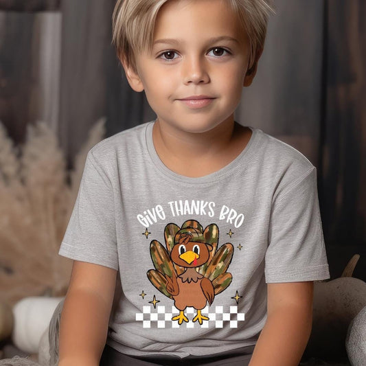 Kids Give Thanks Bro Cool Turkey Sweatshirt | Kids Thanksgiving Sweatshirt | | Funny Thanksgiving Shirt for Kids | Holiday Turkey Apparel