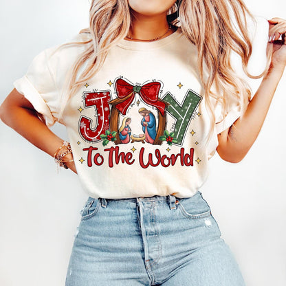 Joy to the World Nativity Hoodie | Christian Christmas Sweatshirt | Holiday Hoodie with Nativity Scene | Religious Christmas Apparel