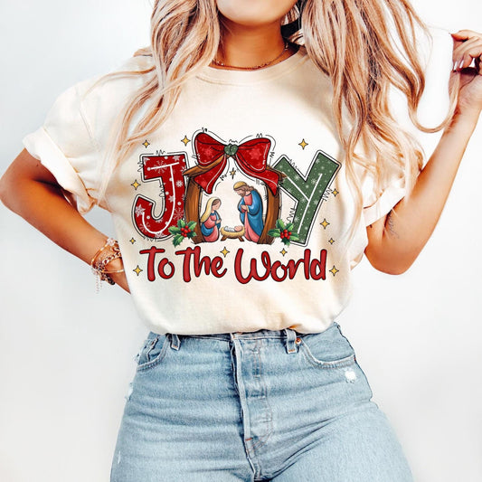 Joy to the World Nativity Hoodie | Christian Christmas Sweatshirt | Holiday Hoodie with Nativity Scene | Religious Christmas Apparel