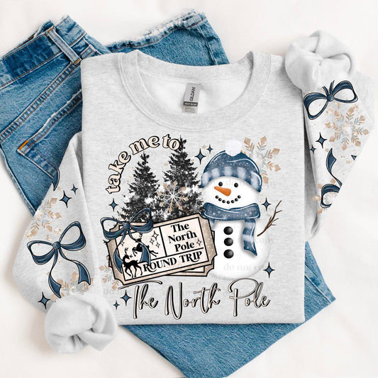 Snowman Hoodie at the North Pole | Winter Wonderland Sweatshirt | Christmas Snowman Graphic Hoodie for Kids & Adults