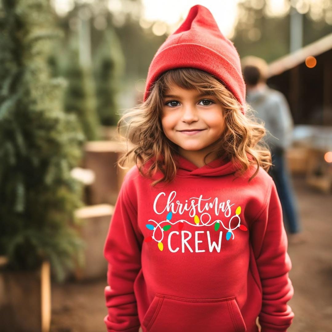 Kids Unisex Christmas Crew Shirt | Christmas Lights Design | Festive Holiday T-Shirt, Sweatshirt, or Hoodie for Kids