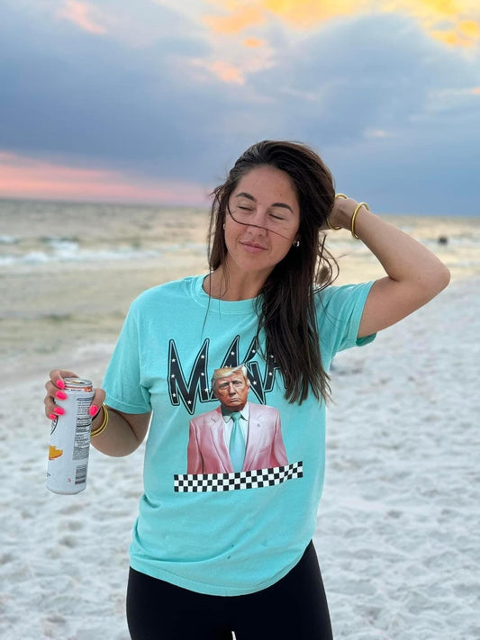Trump "MAGA" Checkered Design T-Shirt, Sweatshirt, or Hoodie – Bold Political Graphic Apparel