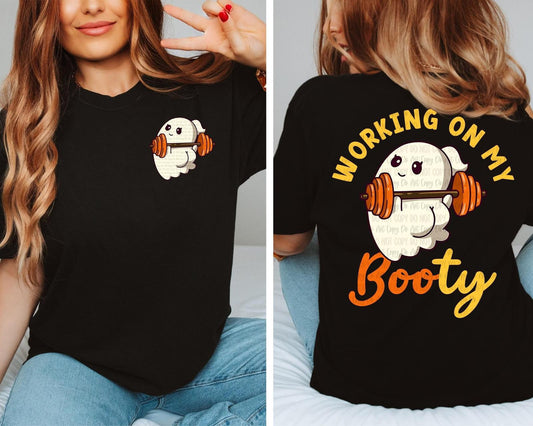 Working On My Boo-ty Ghost Tee – Fun Halloween Workout Shirt
