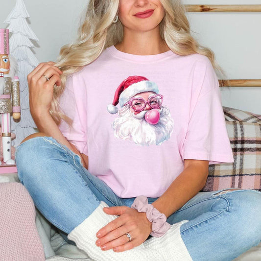 Bubblegum Santa Sweatshirt – Cute Christmas Hoodie – Festive Holiday Santa Blowing Bubblegum Graphic – Cozy Xmas Apparel
