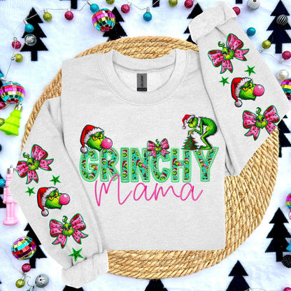 Matching Grinchy MAMA and Grinchy Mini Sweatshirts or Hoodies | Fun Christmas Grinch Design for Moms and Kids
