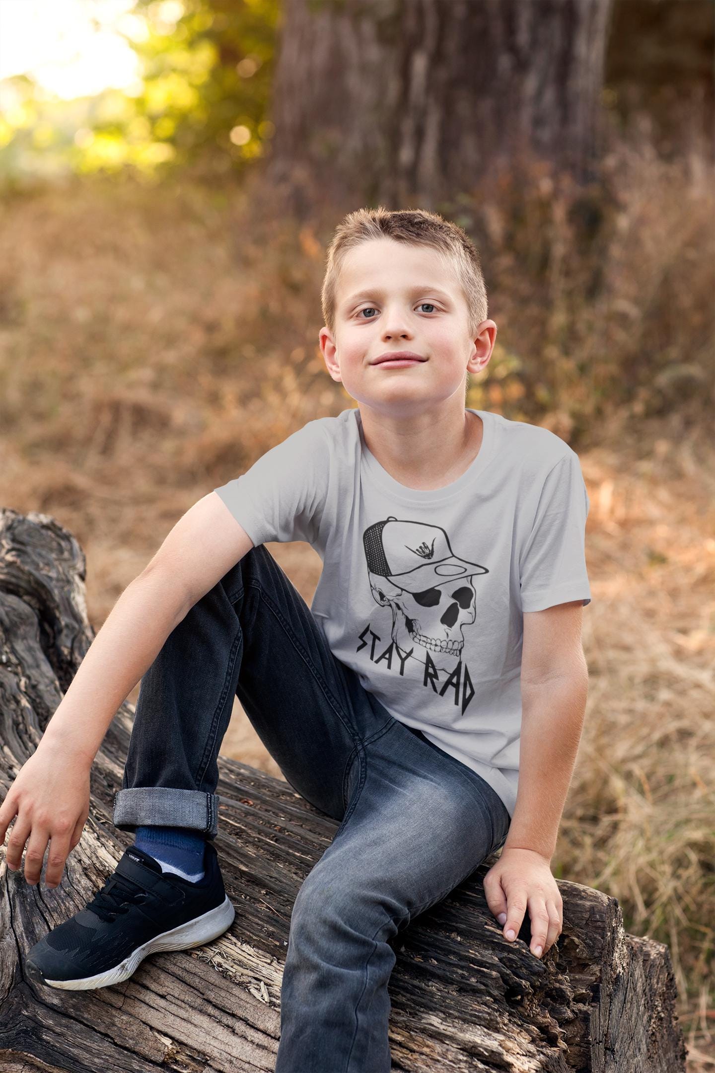 Kids "Stay Rad" Skull Graphic T-Shirt, Sweatshirt, or Hoodie – Cool Skull Design with Hang Loose Hat