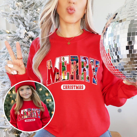 90s Christmas Movie Matching Shirt – "Merry Christmas" Graphic Tee, Hoodie, or Sweatshirt with Elf, Home Alone, Grinch & More