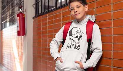 Kids "Stay Rad" Skull Graphic T-Shirt, Sweatshirt, or Hoodie – Cool Skull Design with Hang Loose Hat