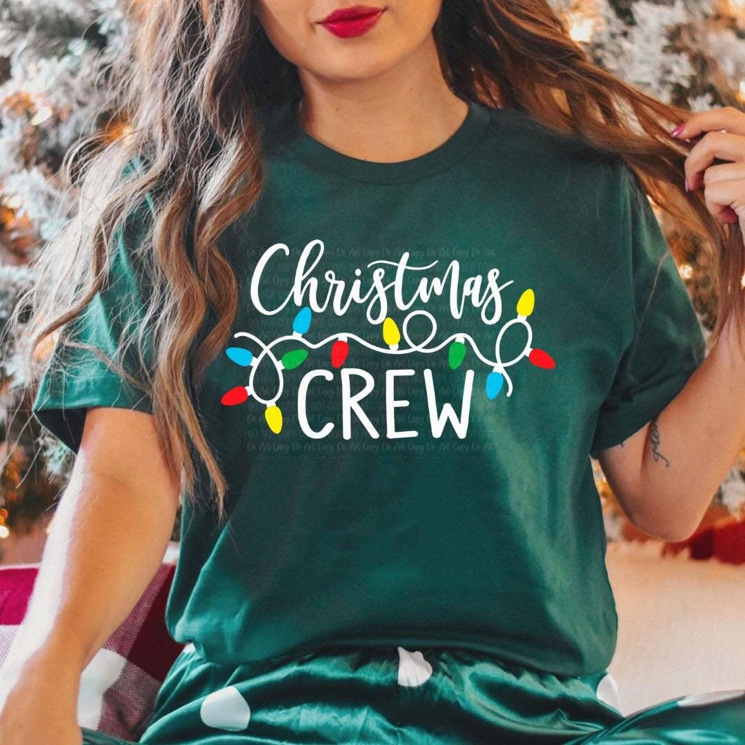 Christmas Crew Matching T-Shirt, Sweatshirt, or Hoodie with Festive Lights Design – Matching Holiday Outfit