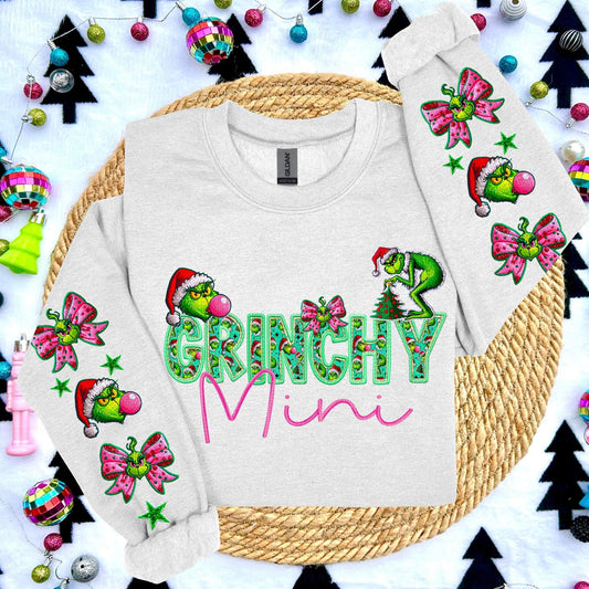 Matching Grinchy Mini Sweatshirts or Hoodies | Fun Christmas Grinch Design for Moms and Kids