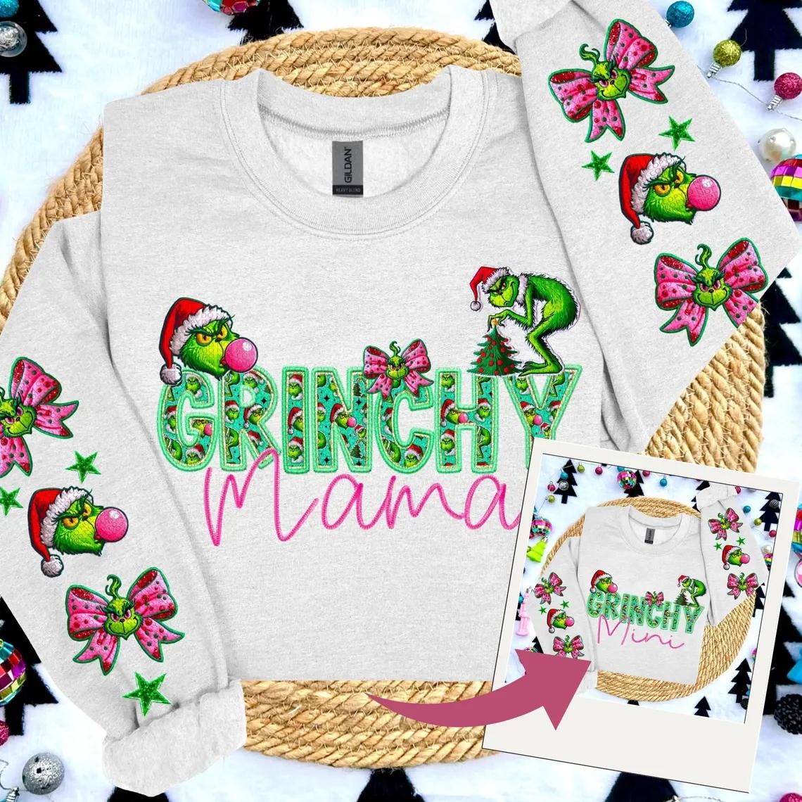Matching Grinchy Mini Sweatshirts or Hoodies | Fun Christmas Grinch Design for Moms and Kids