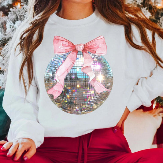 Holiday Disco Ball Pink Ribbon Shirt