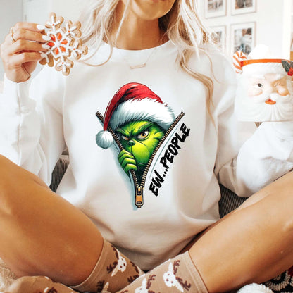 Grinch Hiding in Zipper Shirt - 'Ew... People' Graphic Tee, Sweatshirt, or Hoodie