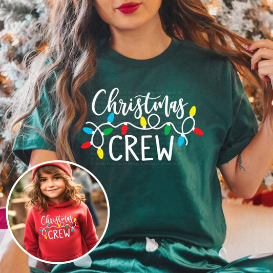 Christmas Crew Matching T-Shirt, Sweatshirt, or Hoodie with Festive Lights Design – Matching Holiday Outfit