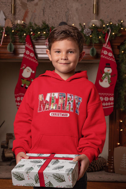 Kids Unisex 90s Christmas Movie Shirt – "Merry Christmas" Graphic Tee, Hoodie, or Sweatshirt with Elf, Home Alone, Grinch & More