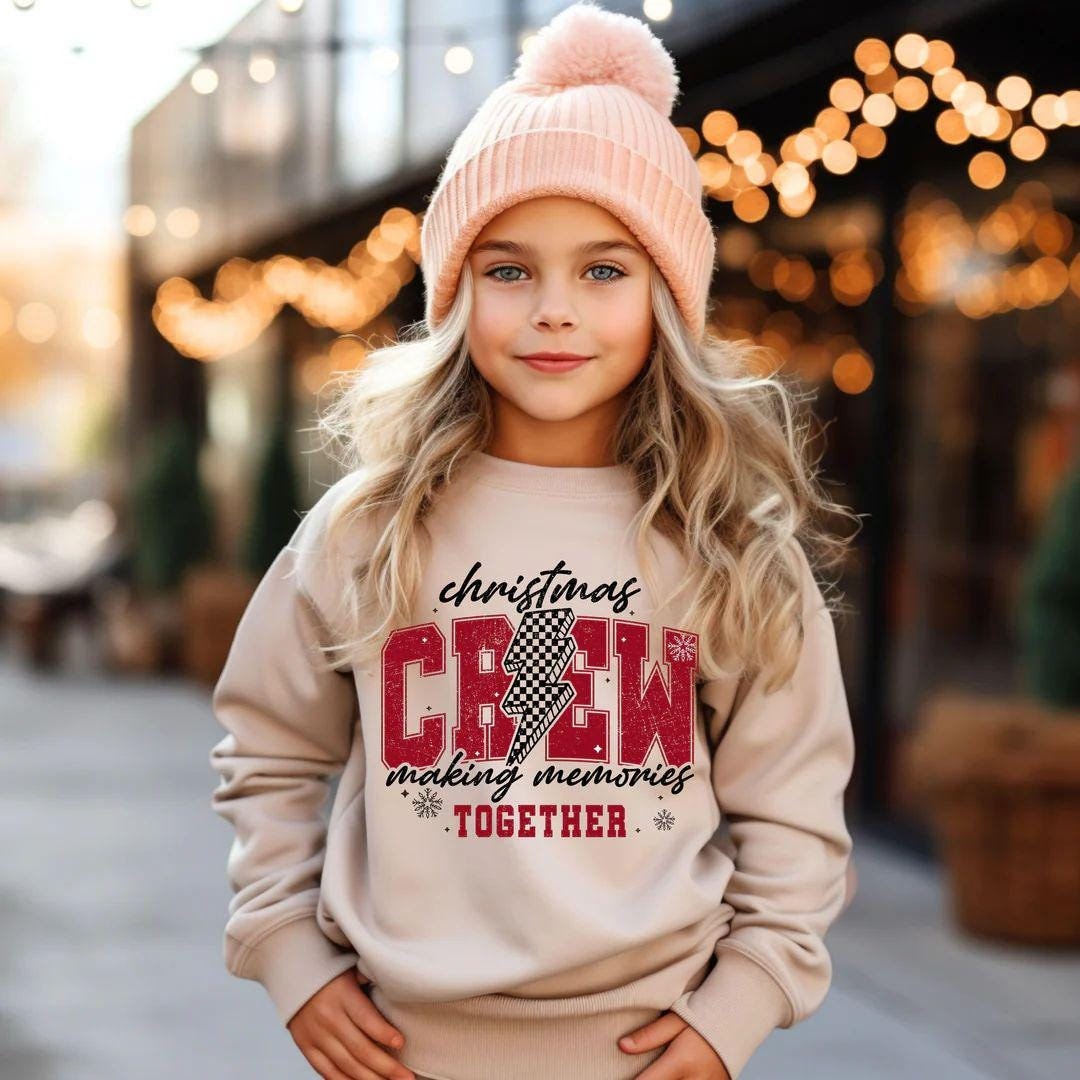Kids Unisex Christmas Crew Shirt | Christmas Lights Design | Festive Holiday T-Shirt, Sweatshirt, or Hoodie for Kids