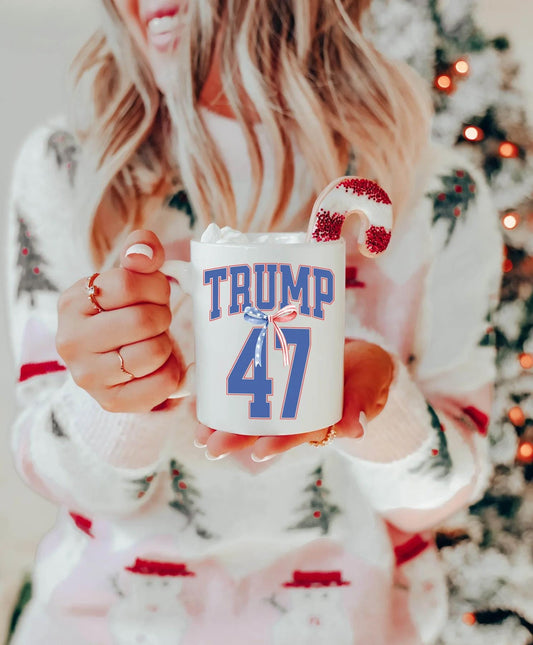Trump 47 UV DTF Decal for Mug – Patriotic Bow US Flag Design for Trump Supporters