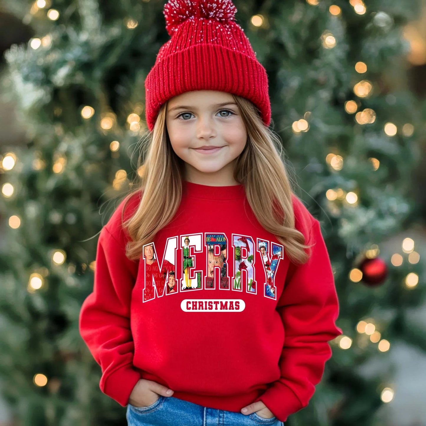 Kids Unisex 90s Christmas Movie Shirt – "Merry Christmas" Graphic Tee, Hoodie, or Sweatshirt with Elf, Home Alone, Grinch & More