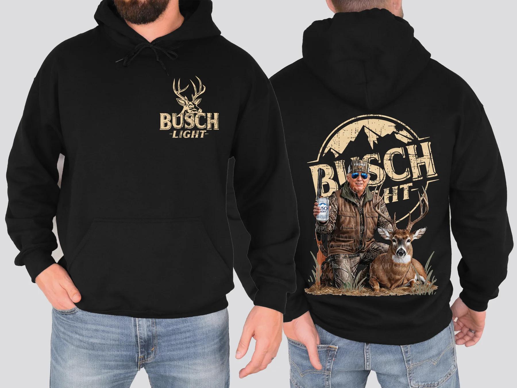 BL Trump Buck Hunting Design with Trump Holding a Beer Graphic T-Shirt, Sweatshirt, or Hoodie for Adults