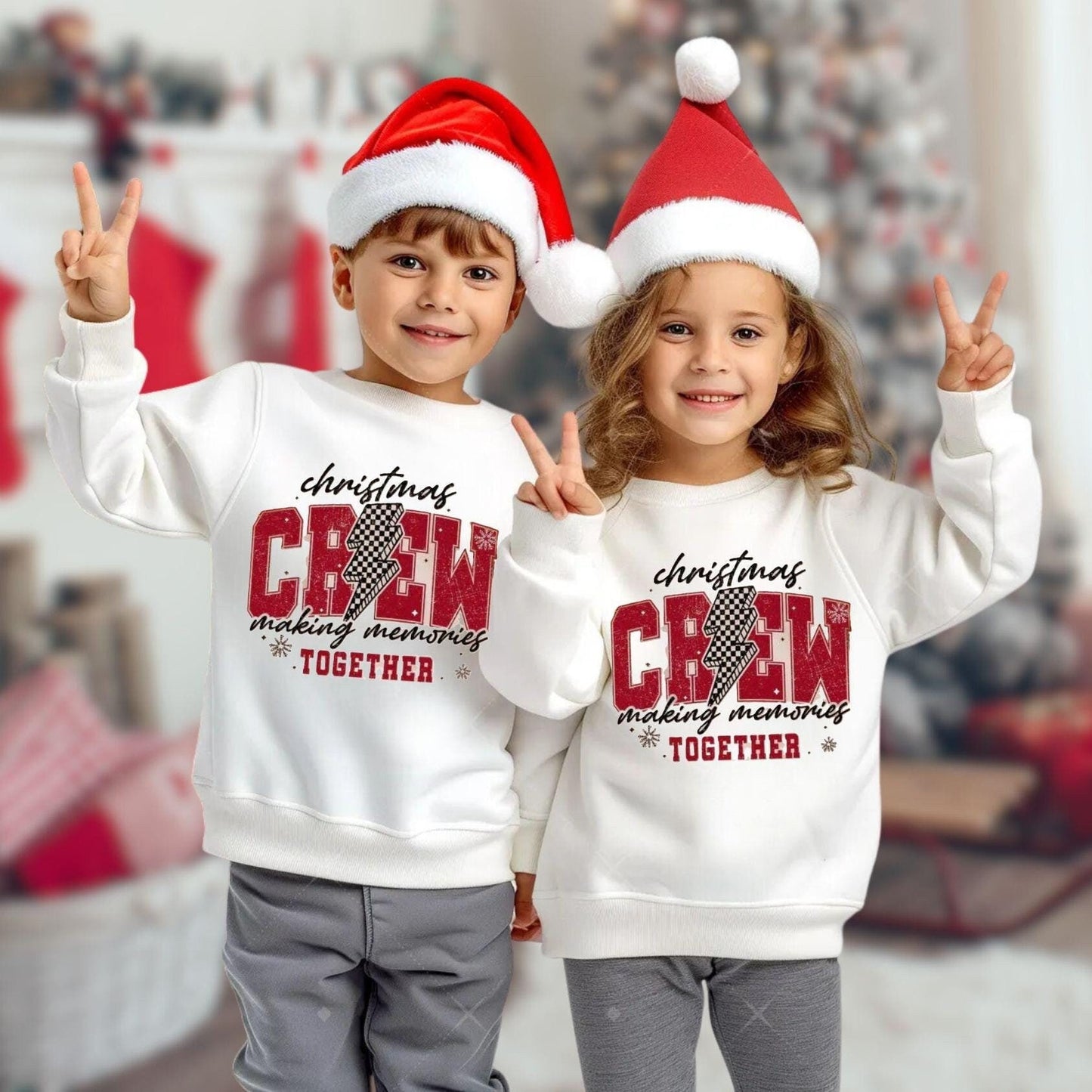 Kids Unisex Christmas Crew Shirt | Christmas Lights Design | Festive Holiday T-Shirt, Sweatshirt, or Hoodie for Kids