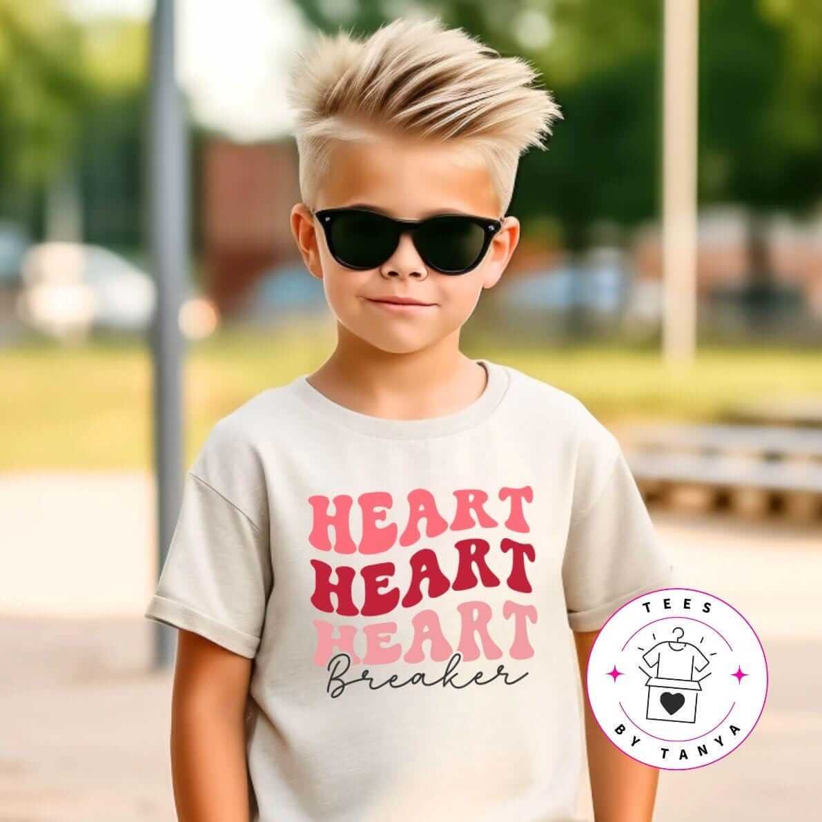 Heart Heart Heart Breaker Valentine’s Day T-Shirt for Kids