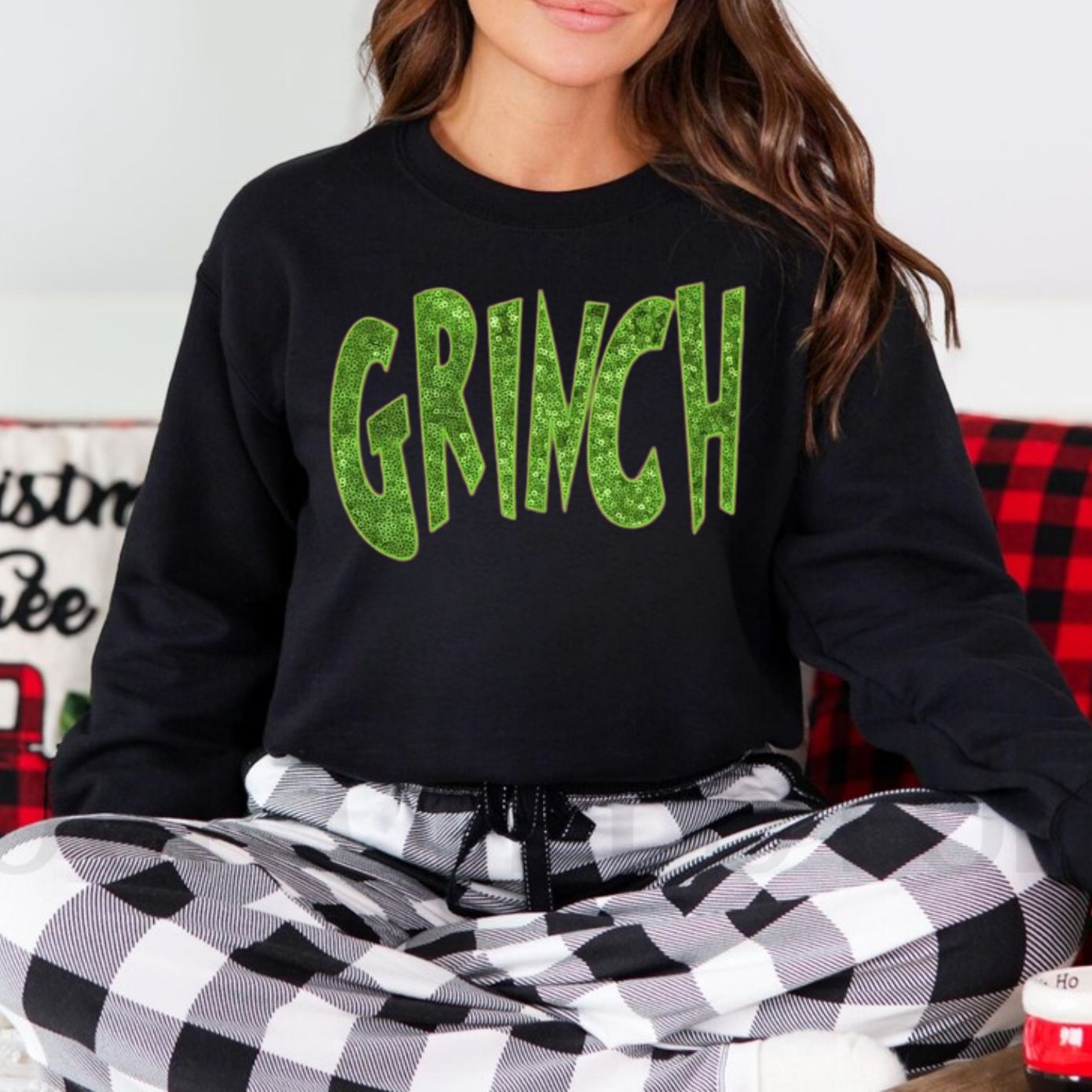 Green GRINCH Faux Sequin Shirt
