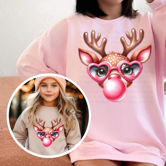 Adult Reindeer Bubble Gum Matching Shirt