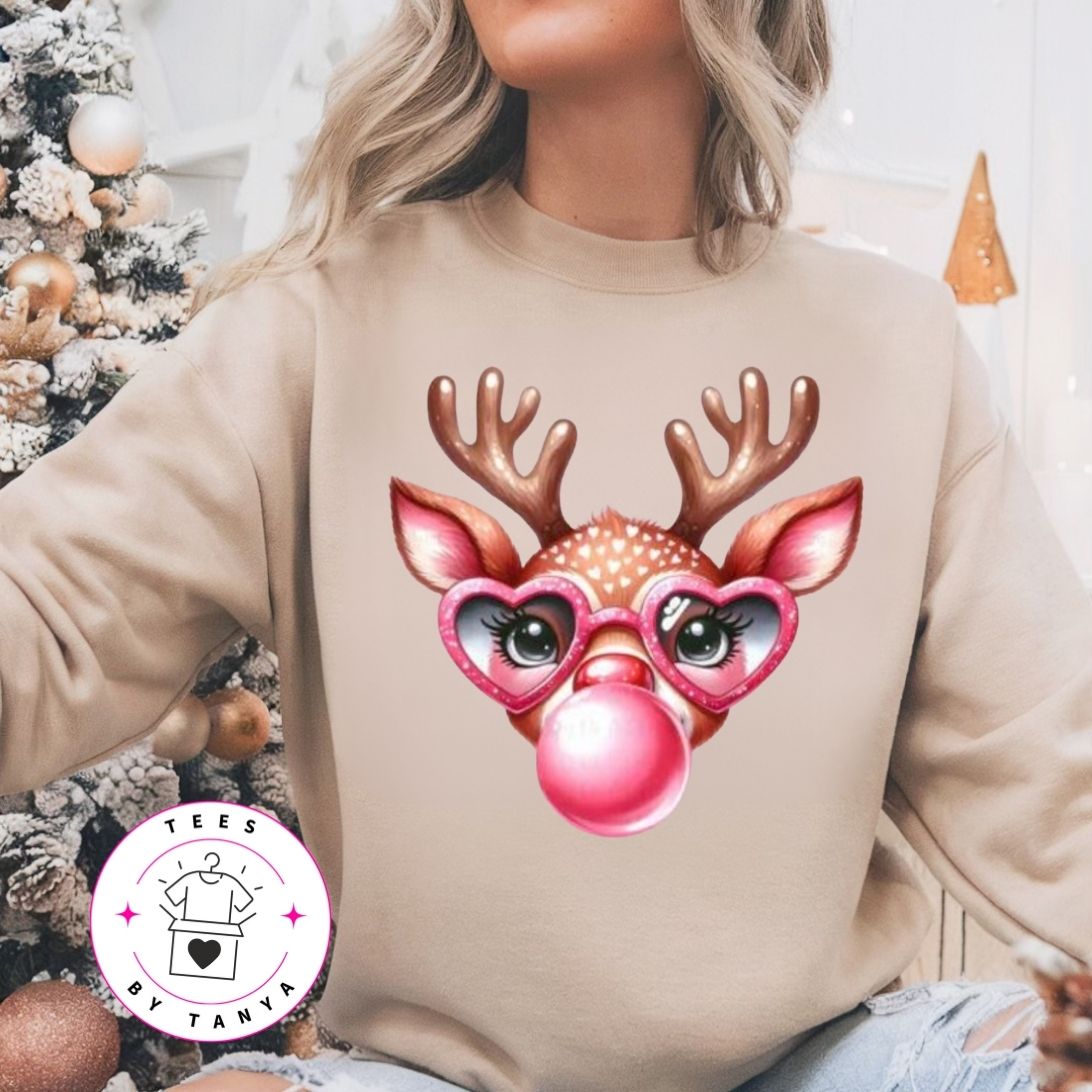Adult Reindeer Bubble Gum Matching Shirt
