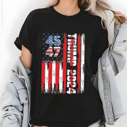 45 47 TRUMP 2024 US Flag Graphic Shirt