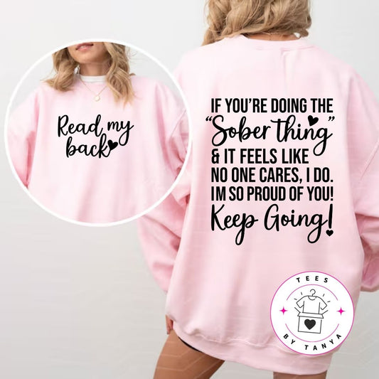 Sober Support "Read My Back" Shirt